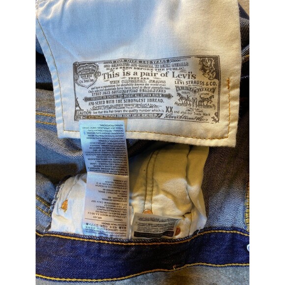 501 Button Fly, Men's, Denim Jeans 34 x 30, 100% Cotton, Dark Stone Wash - Picture 6 of 11